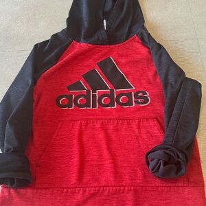 Adidas Kids Red and Black Hoodie